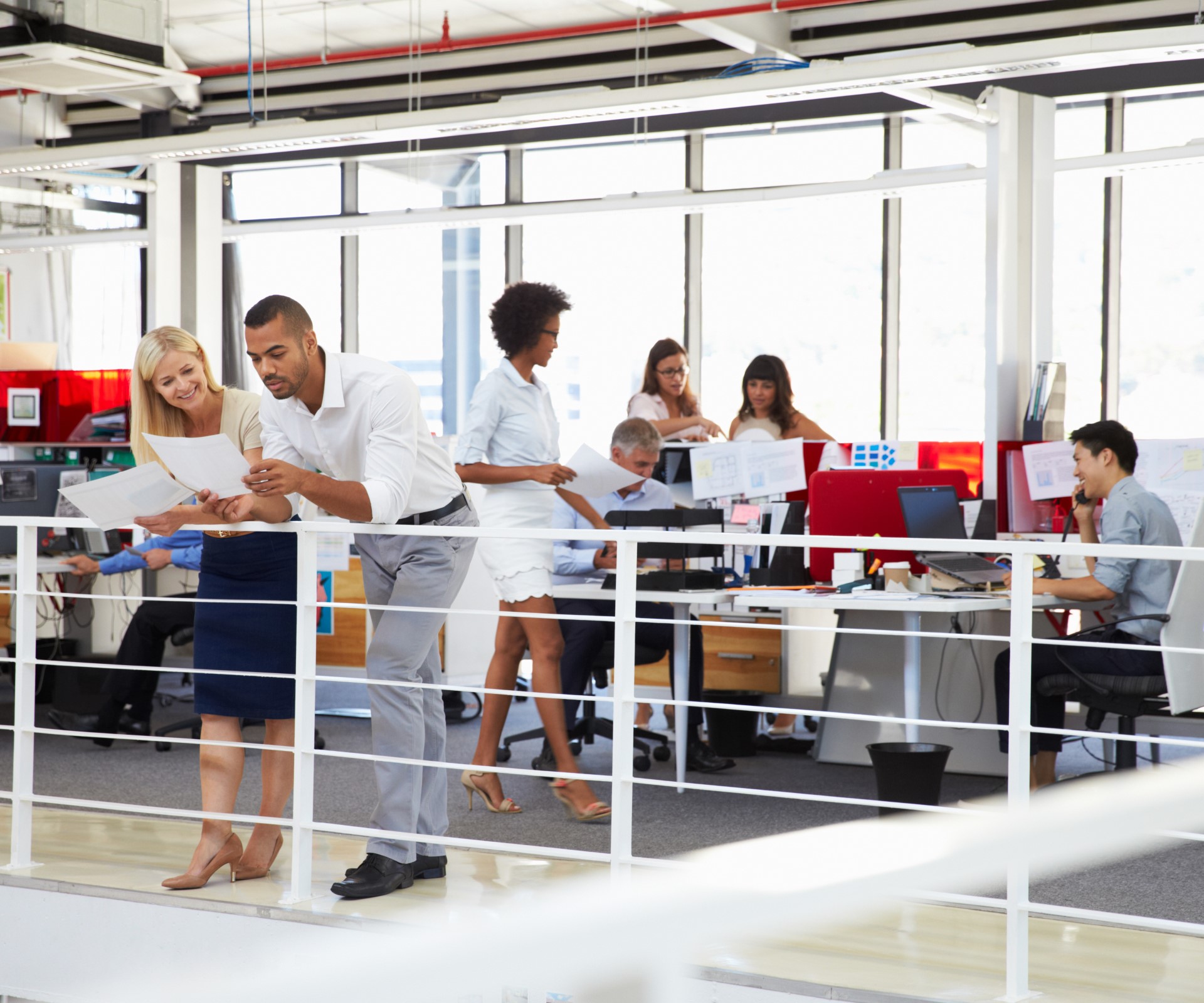 Staff working in a busy office